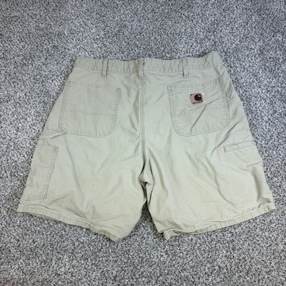 Carhartt Mens Tan Canvas Work Shorts Khaki Utility Carpenter 40 - Picture 4 of 11